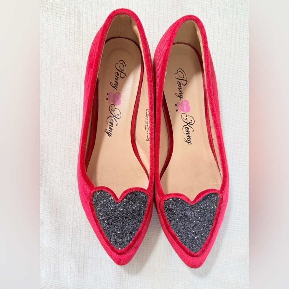 Boutique - Penny Loves Kenny Red Flats With Glitter Heart